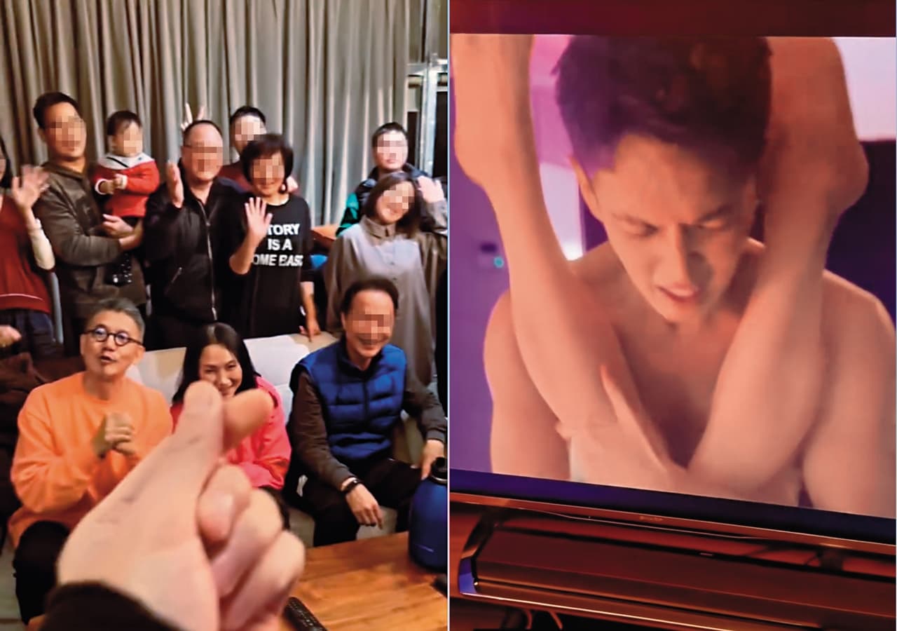 柯震東(右圖)J個姿勢是在幹啥?柯爸看完直說:「你好爽喔!」(左圖)小編聽不懂耶~(秀貞節守宮砂)(翻攝自柯震東IG)
