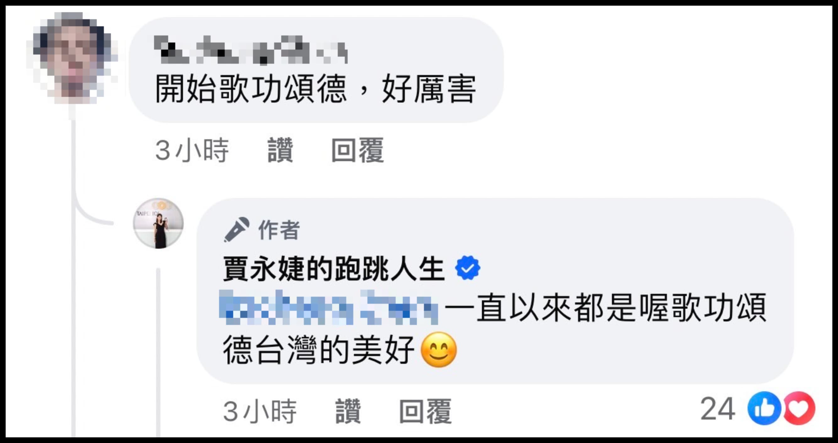 賈永婕親自回覆網友質疑。（翻攝賈永婕臉書）