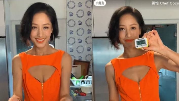 蔣怡經常在小紅書分享做菜影片,畫面中身影相當纖細。(翻攝自小紅書)
