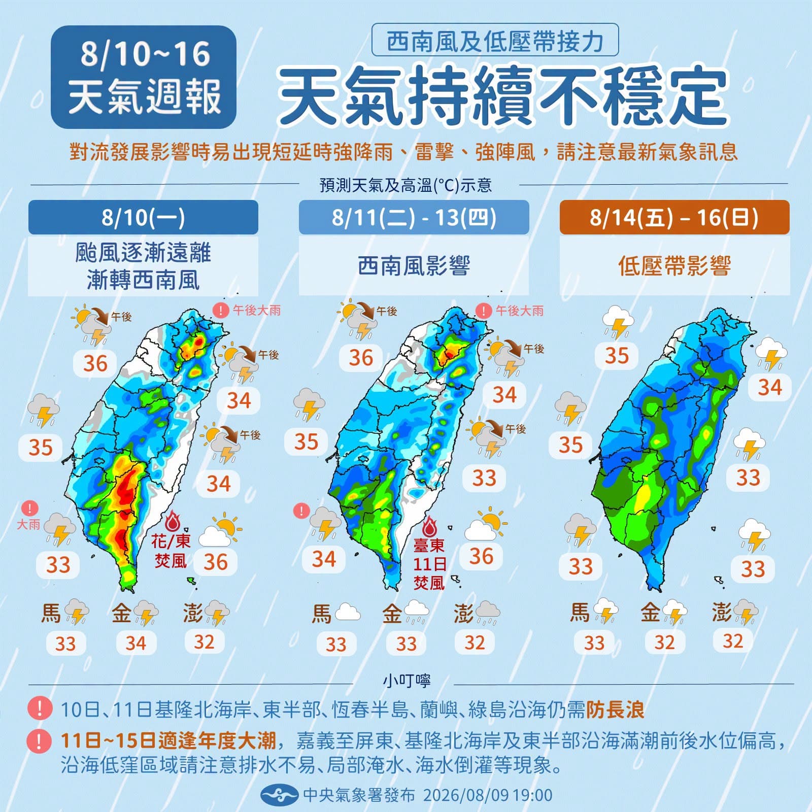 中央氣象署說明一週天氣狀況。(翻攝自臉書@報天氣─中央氣象署)
