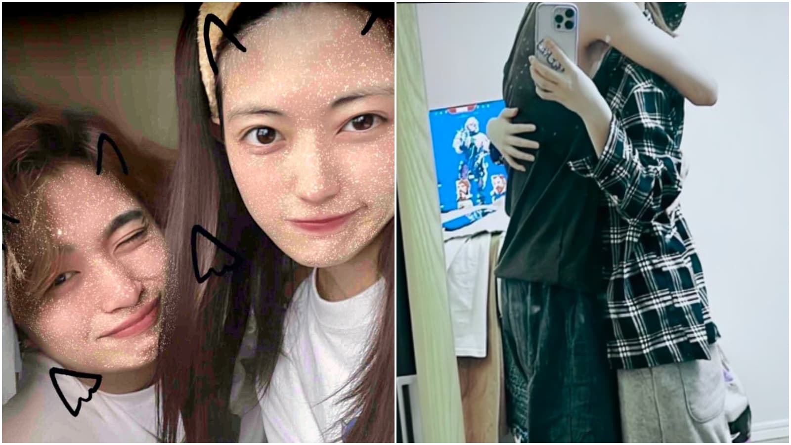 岩本蓮加與男友私照外流,網友更從格子襯衫(右圖)判斷就是本人。(翻攝X)
