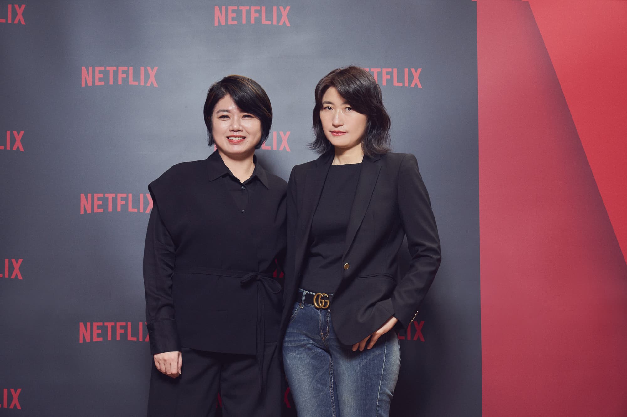 《影后》導演嚴藝文及監製丁長鈺。(Netflix提供)