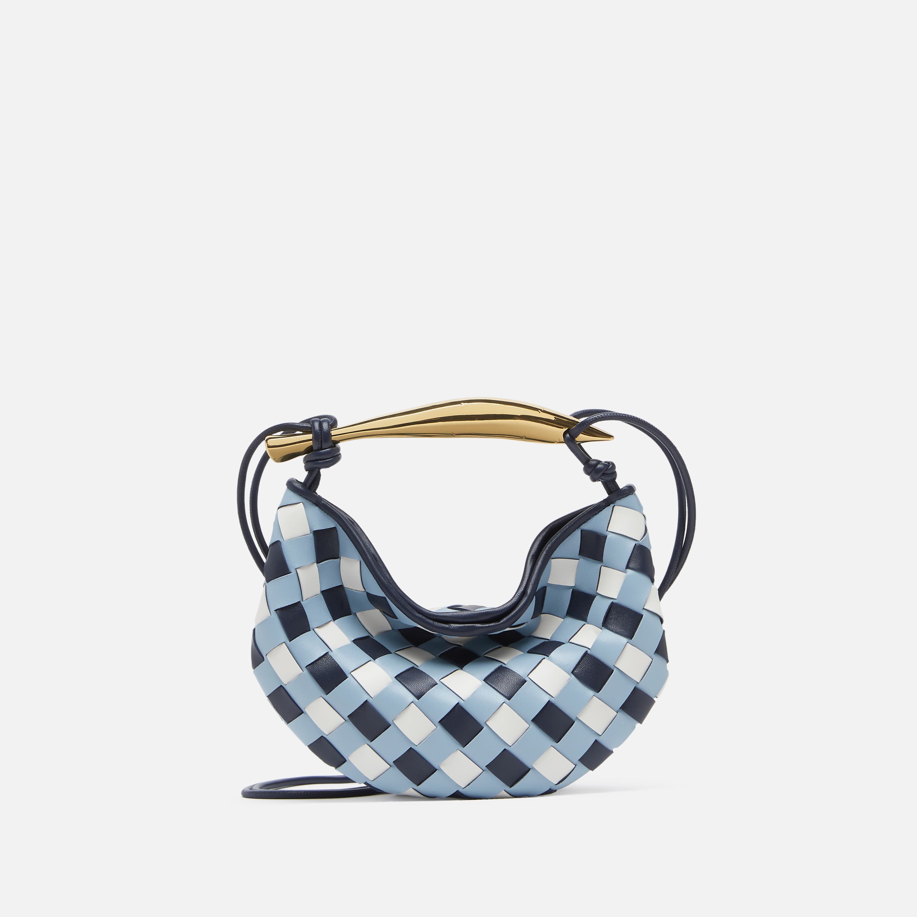 Baby Sardine彩色格紋編織皮革手提肩背包。NT$122,100(BOTTEGA VENETA提供)