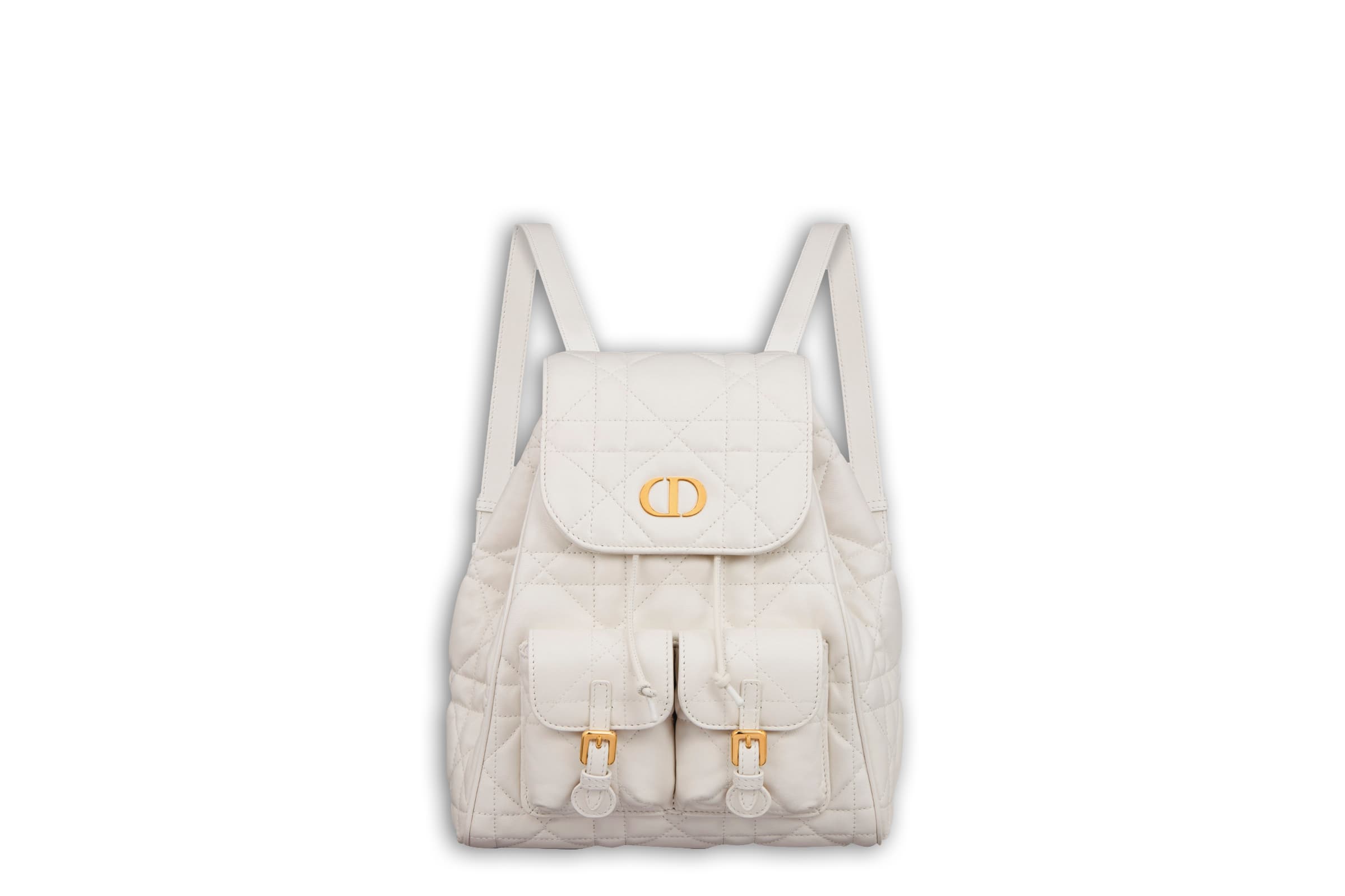DIOR Caro奶油白色小羊皮大型籐格紋後背包中型款 NT$125,000(迪奧提供)