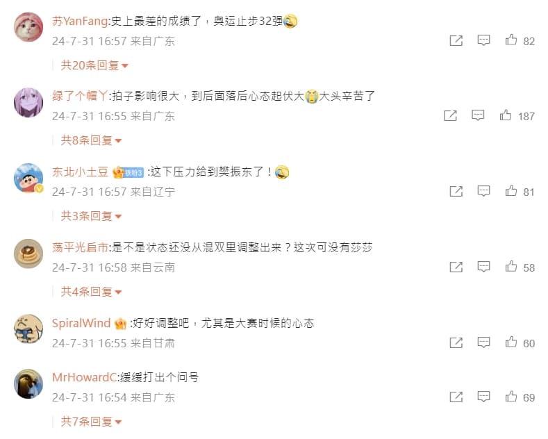 中國網友對王楚欽的男單表現不滿。(翻攝微博)