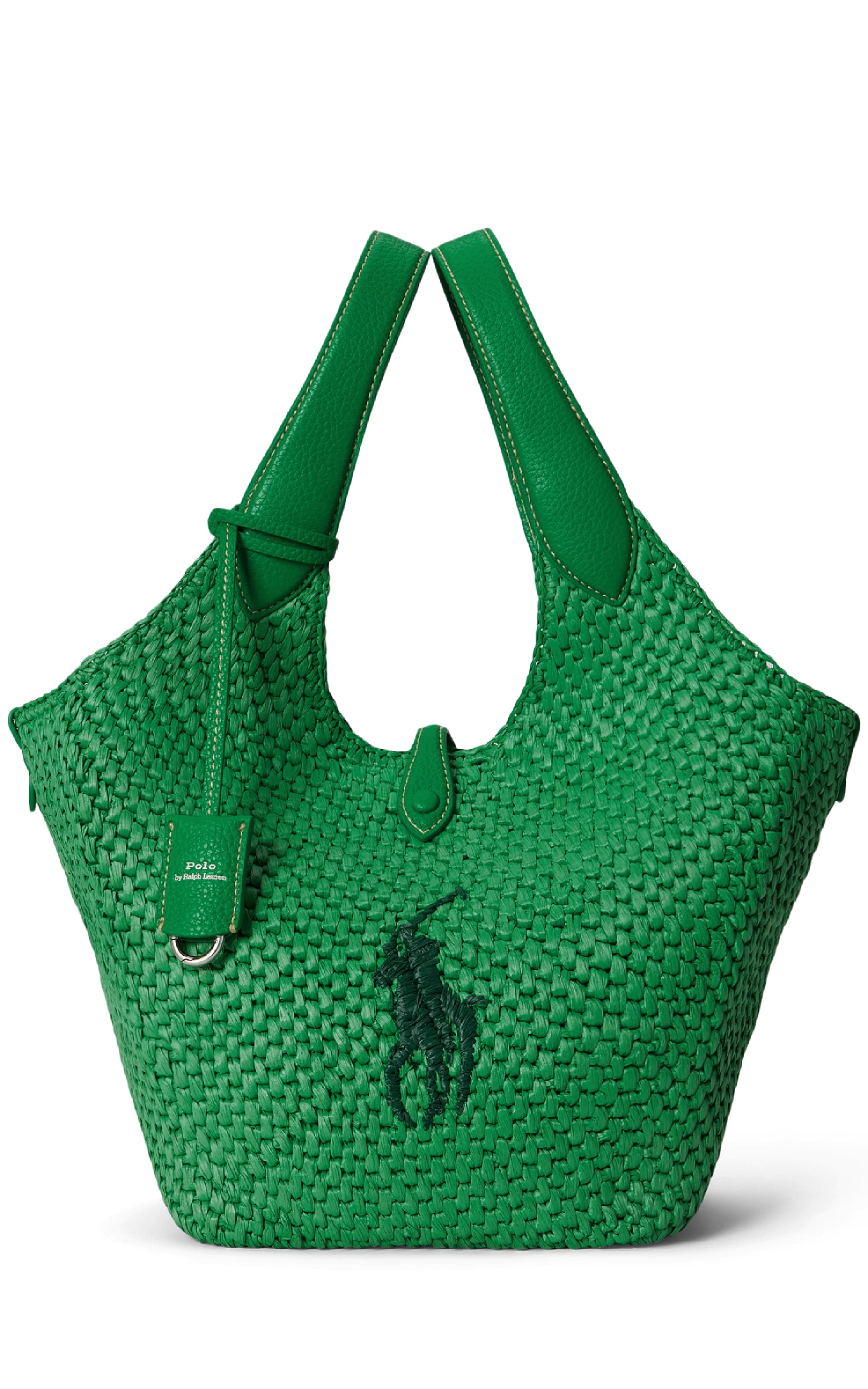 Polo Play Big Pony標誌編織托特包(鸚鵡綠)。NT$21,880(Ralph Lauren Taiwan提供)