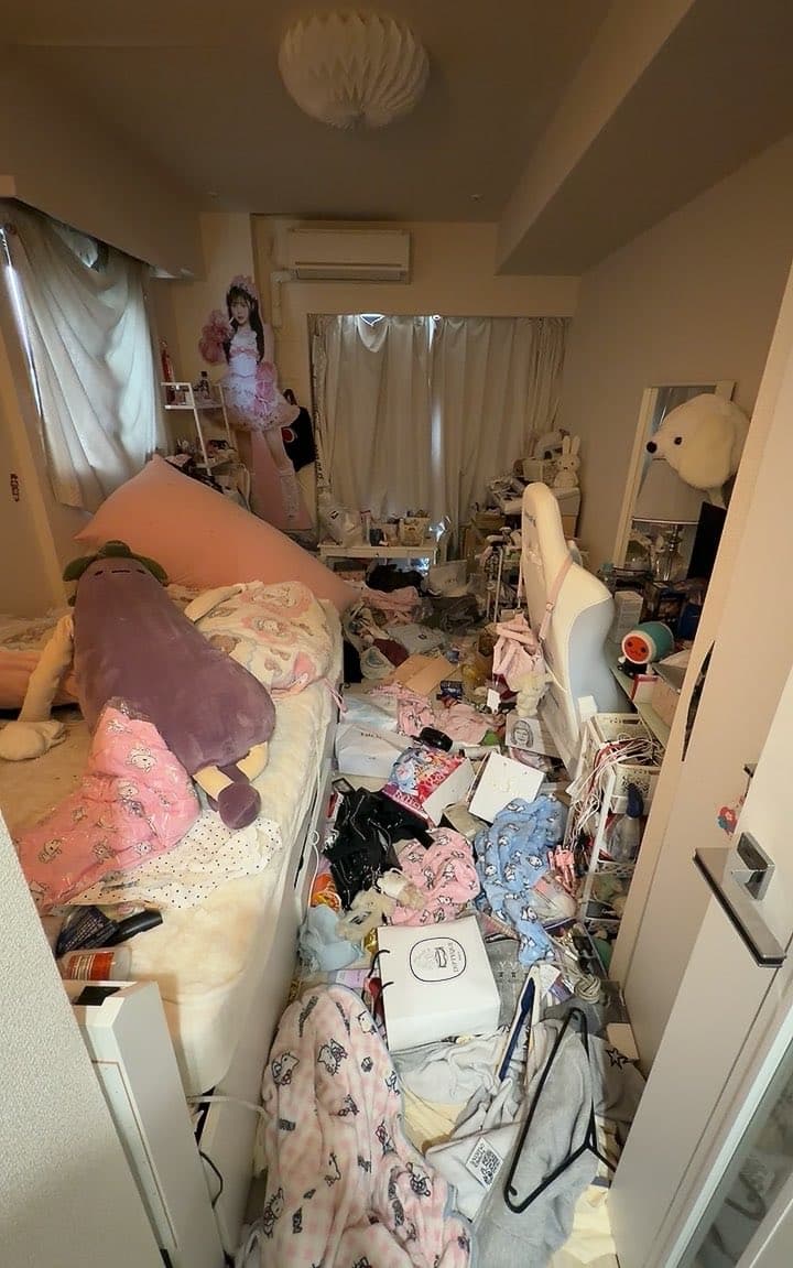 日本偶像小此木流花的住處凌亂不堪。(翻攝自X@ruka_jams)