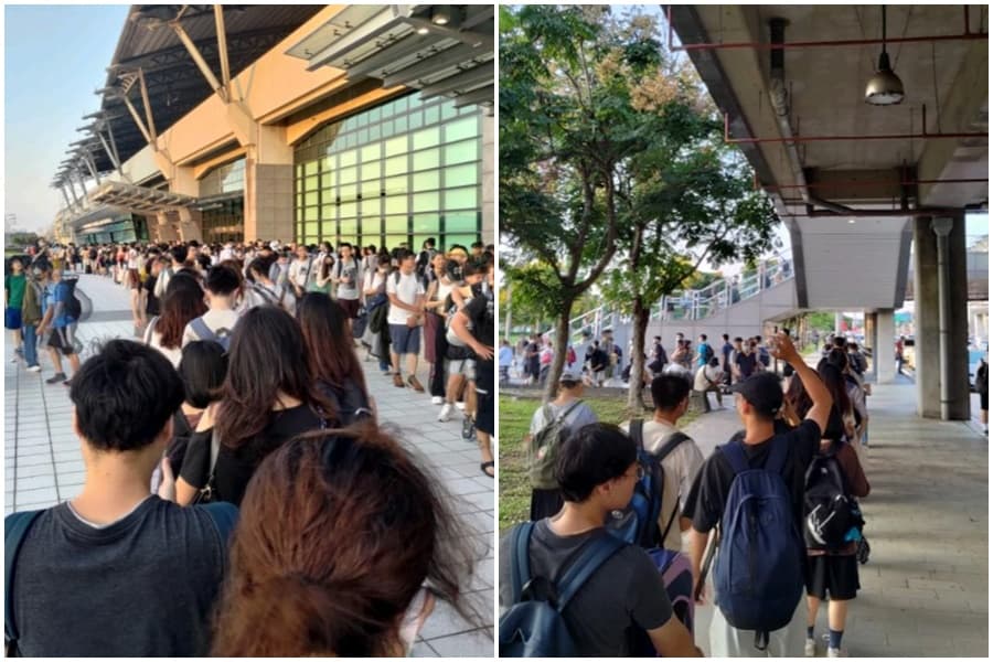 中秋連假收假日,高鐵台中站湧進大量人潮購買自由座,在網路引起討論。(翻攝自爆料公社)