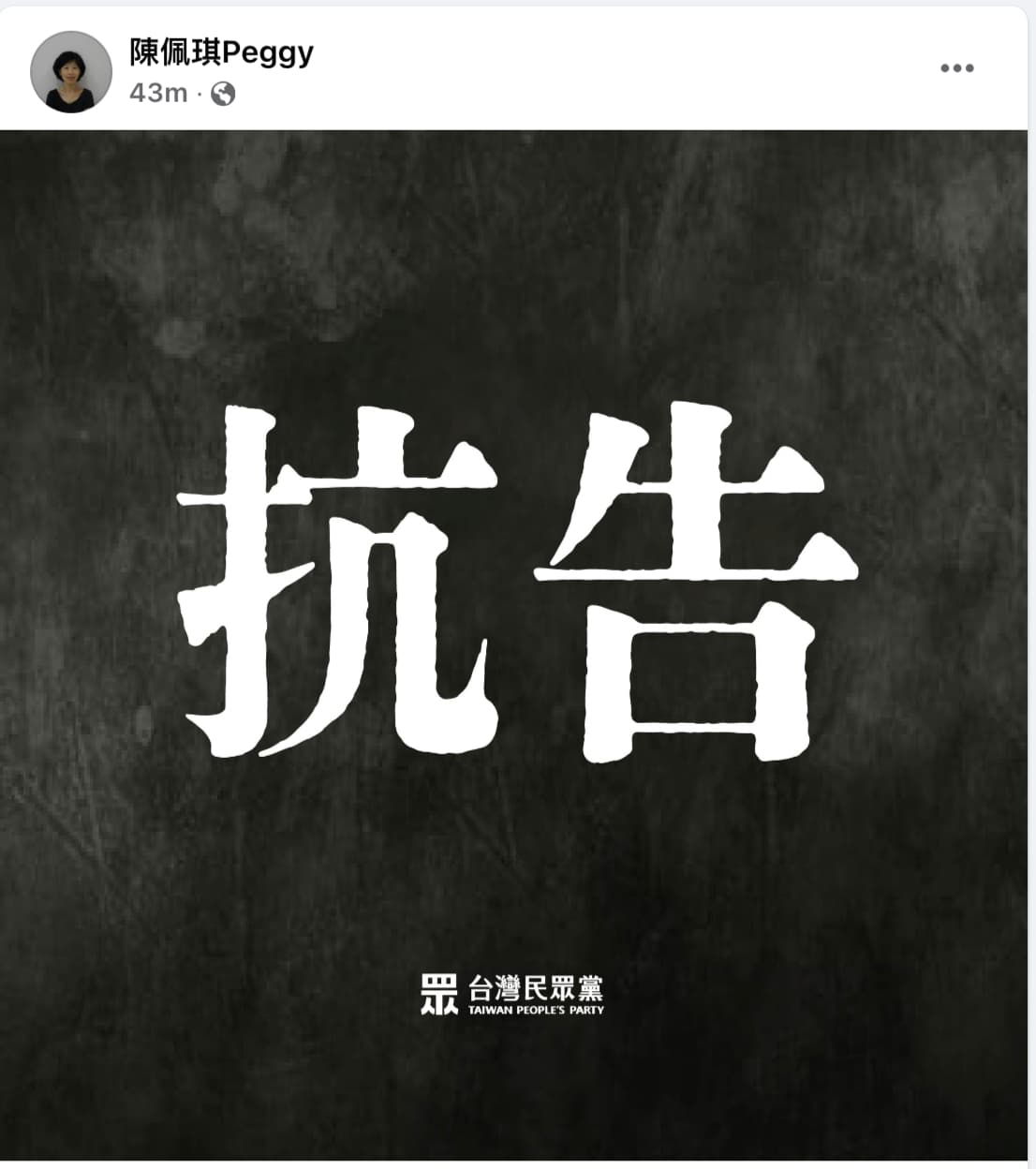 陳佩琪貼出圖文，表示將抗告。（翻攝陳佩琪臉書）