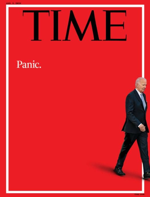 《時代雜誌》封面直言拜登表現令人恐慌。(翻攝自拜登X)