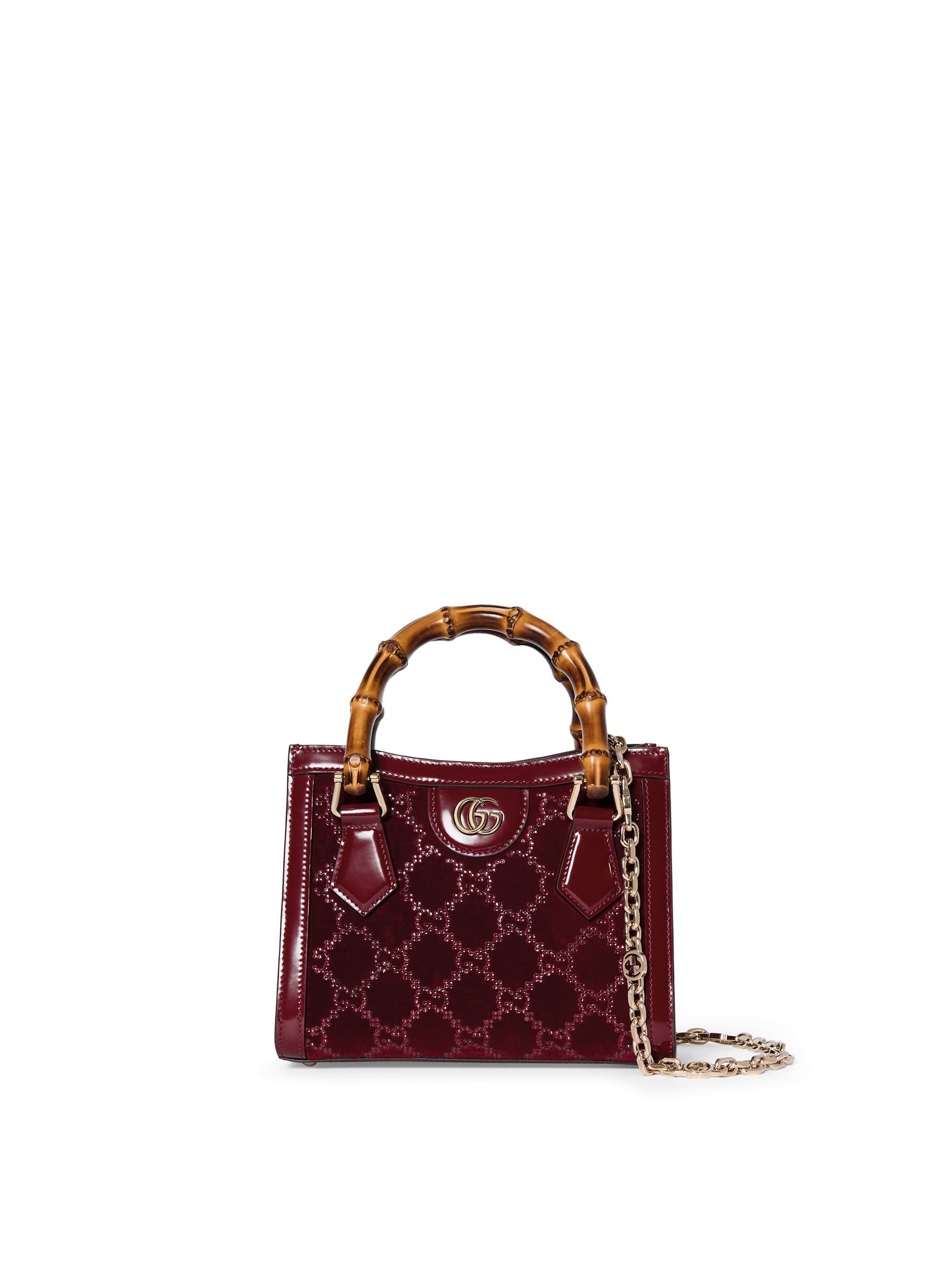 Gucci Diana紅色絨布竹節包。NT$161,800