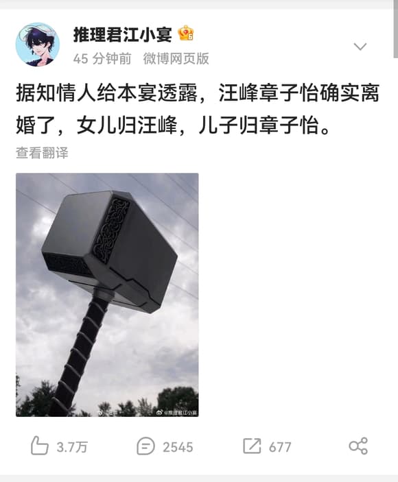 大陸八卦媒體爆料章子怡與結婚8年的丈夫汪峰離婚,但目前兩人都尚未出面回應。(微博圖片)