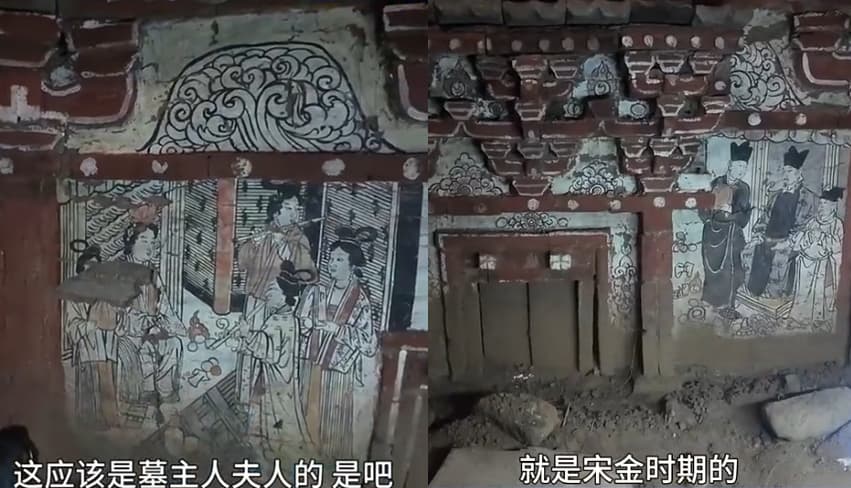 考古專家依據壁畫推測,這座古墓的年代可能追溯至宋代。(翻攝微博)