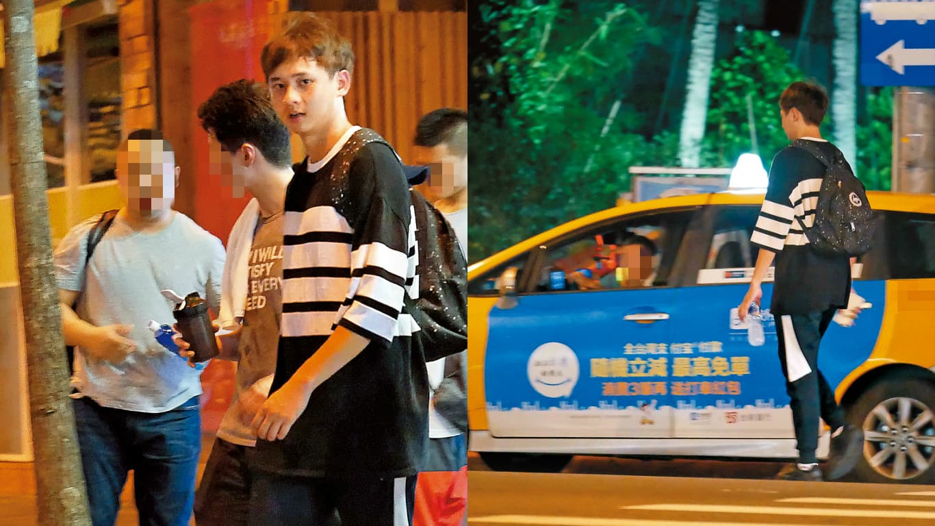 本刊捕獲野生的金陽,他剛運動完,而且附近都是夜店。金陽沒去夜店,叫了小黃離開。之前犯法呼麻的他,如今還乖乖走斑馬線去搭車。