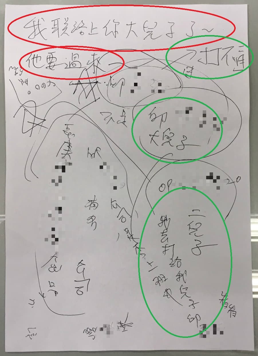 邱男遭詐騙集團威脅不准掛電話,也不能與他人交談,員警只好一路用紙筆和他溝通,直至確認邱男的兒子好端端地坐在公司上班,才結束「筆談」。