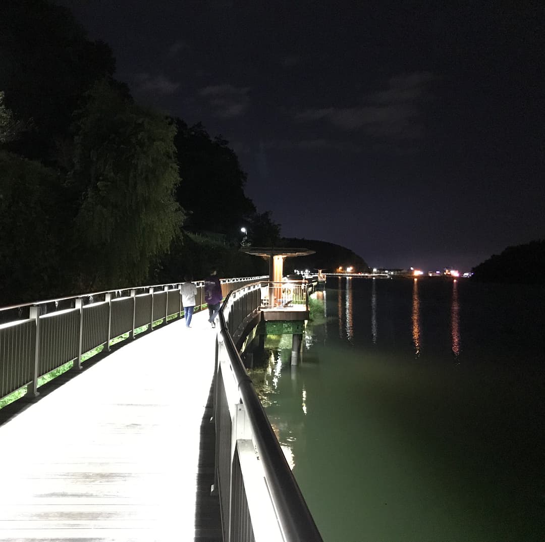 聖圭與母親在秋夜散步。(翻攝bobolagtino ig)