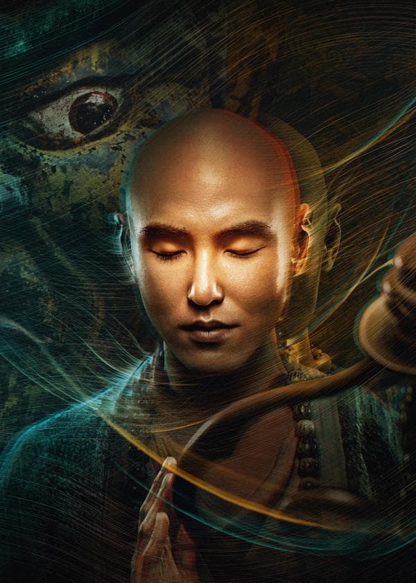 阮經天在電影《狄仁傑之四大天王》中扮演高僧。(甲上提供)