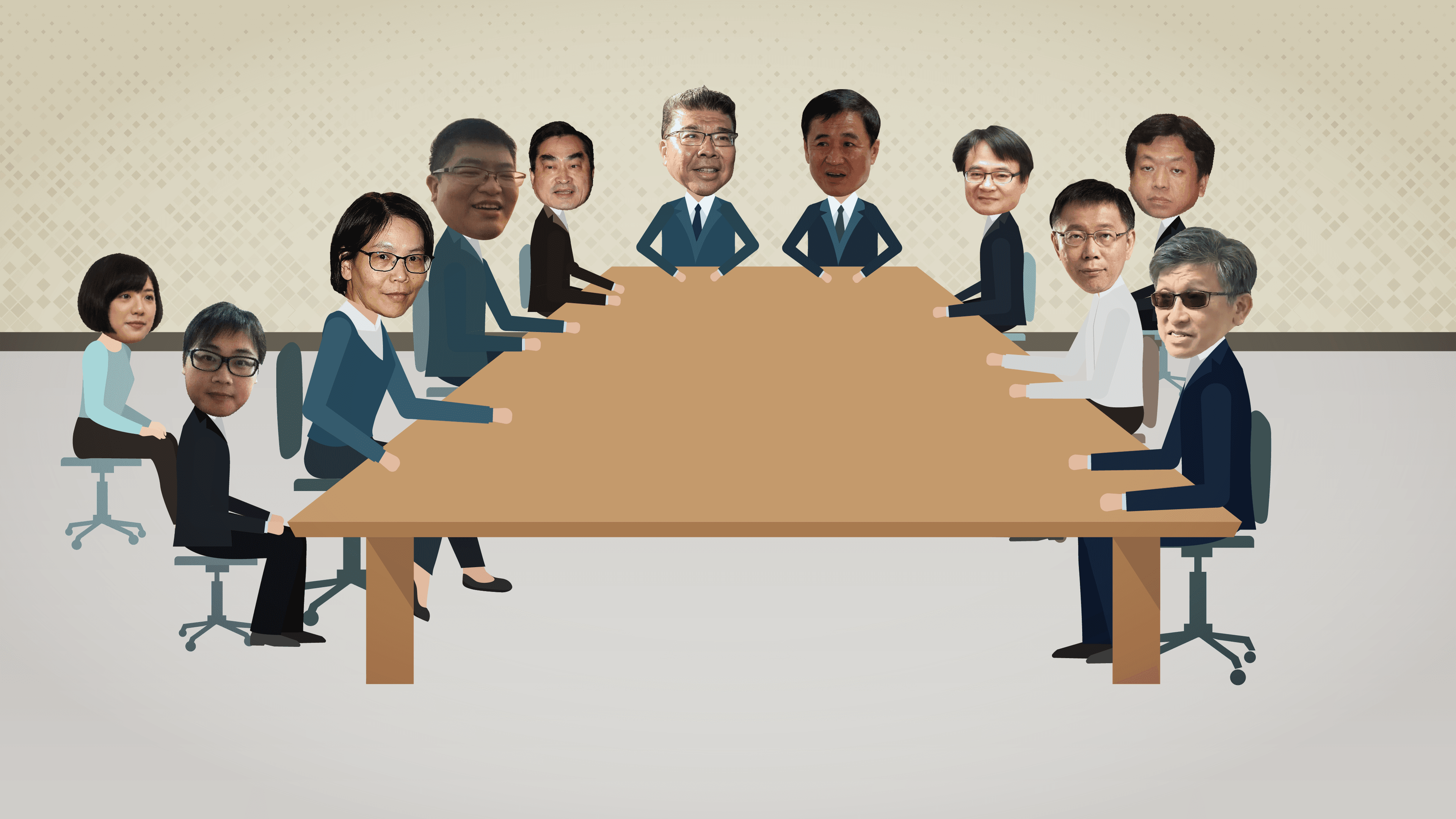 柯文哲競選辦公室每週三晚上舉辦定調會議,從與會者的座位,就能看出親疏。