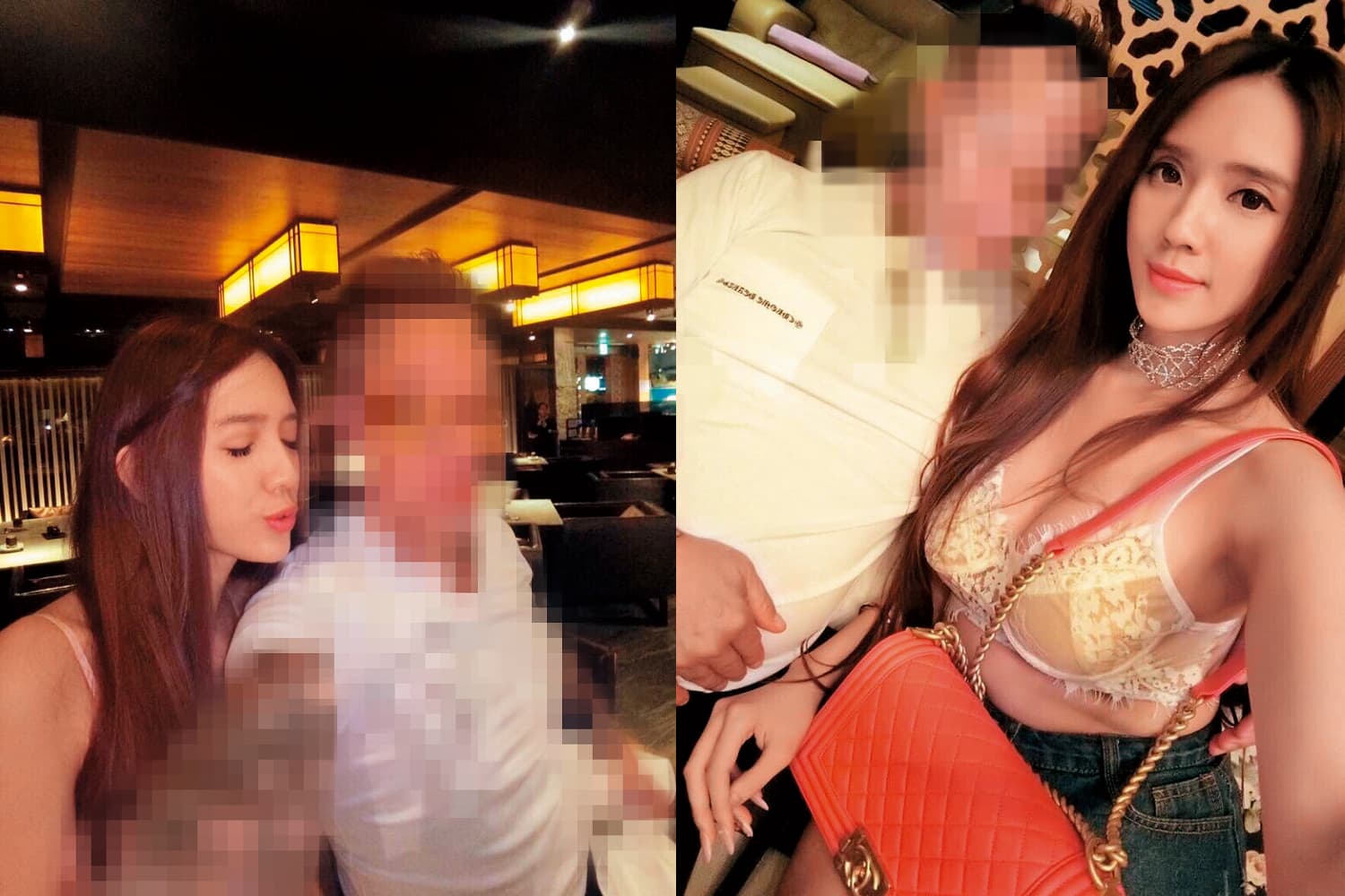 翁子涵曾和馬來西亞富商交往2年,當時她上身僅著內衣、揹著名牌包。(讀者提供)