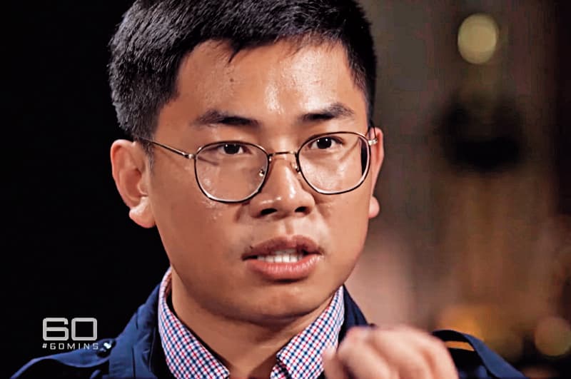 叛逃澳洲的共諜王立強大爆中國對台灣、香港和澳洲的情報作戰內幕,爆料內容與他的特工身分究竟是真是假,都掀起滿天波瀾。(翻攝澳洲《60分鐘》)