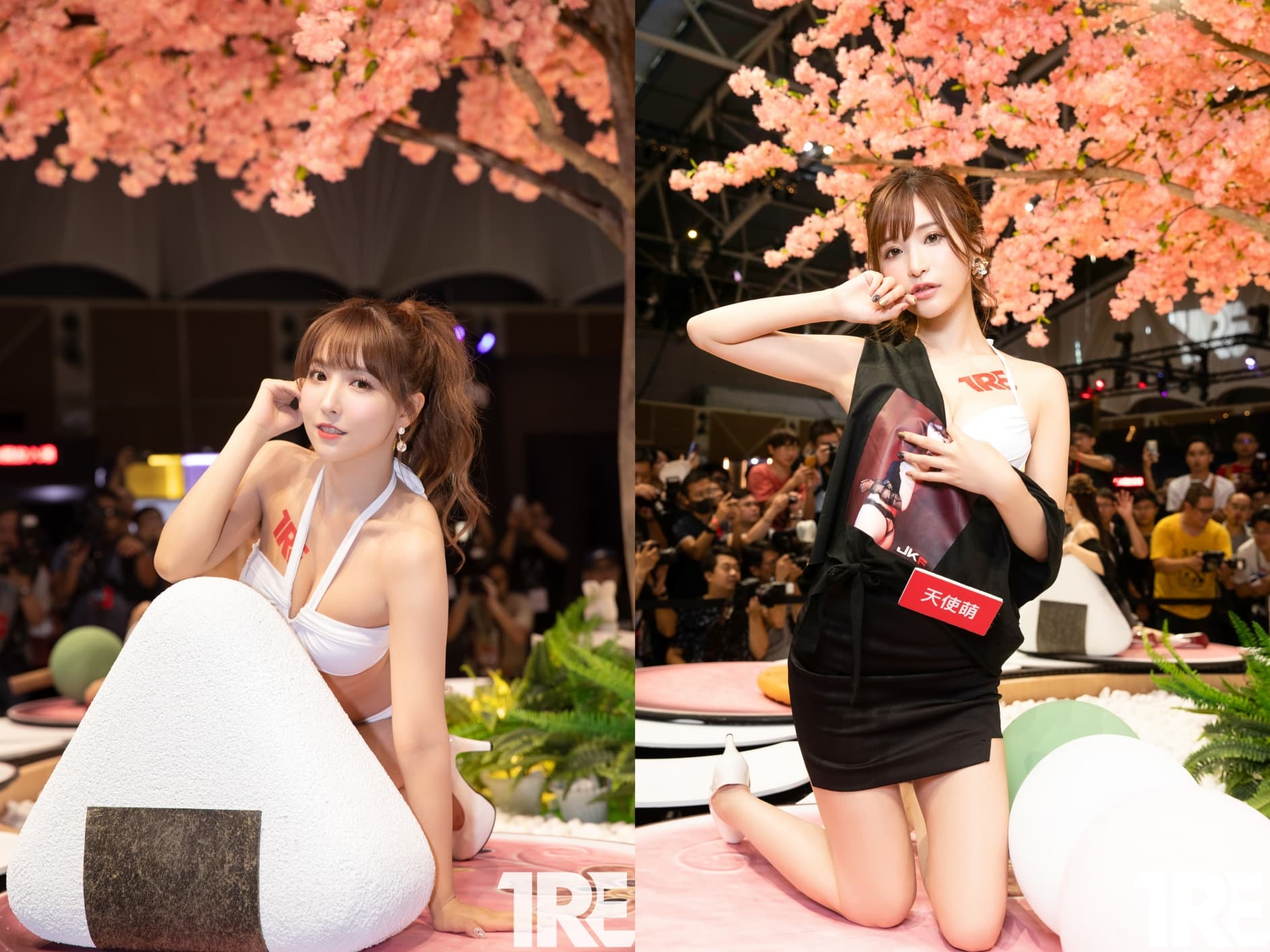 三上悠亞(左)與天使萌曾出席TRE台北國際成人展,吸引許多粉絲。(JKF提供)