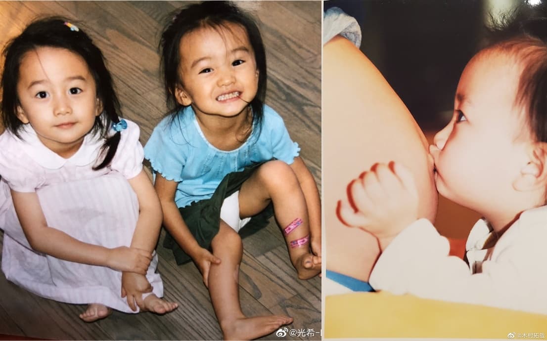 木村拓哉長女心美今日生日,他和小女兒光希都貼出舊照祝心美生日快樂。(木村拓哉、光希-Koki微博)
