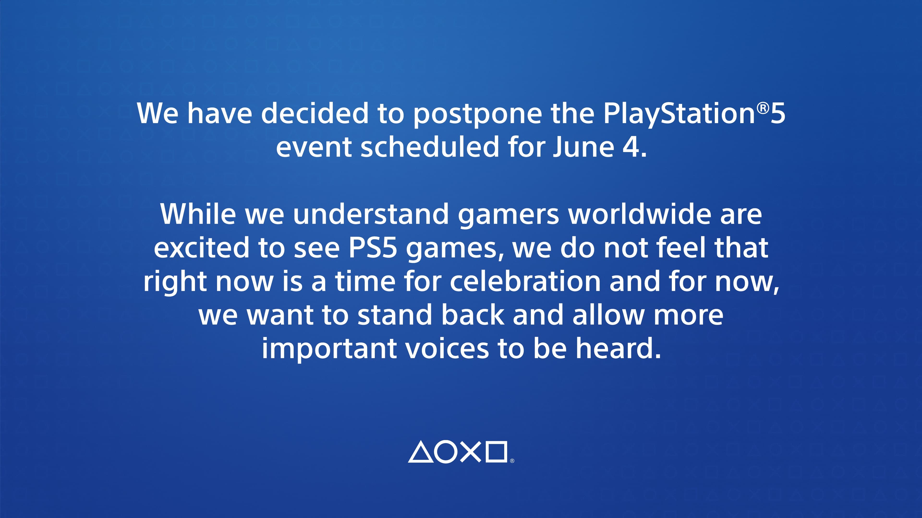 SIE宣布PS5發布會延期。(翻攝自@PlayStation Twitter)
