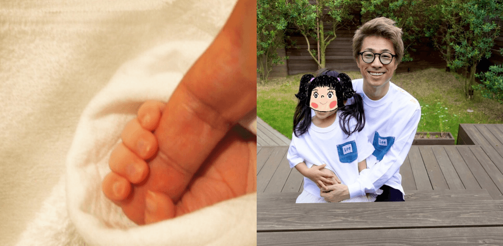 小淳的大女兒(右圖)今年3歲,深受小淳疼愛,他在大女兒出生時拍下小手握大手的照片。(翻攝小淳IG)