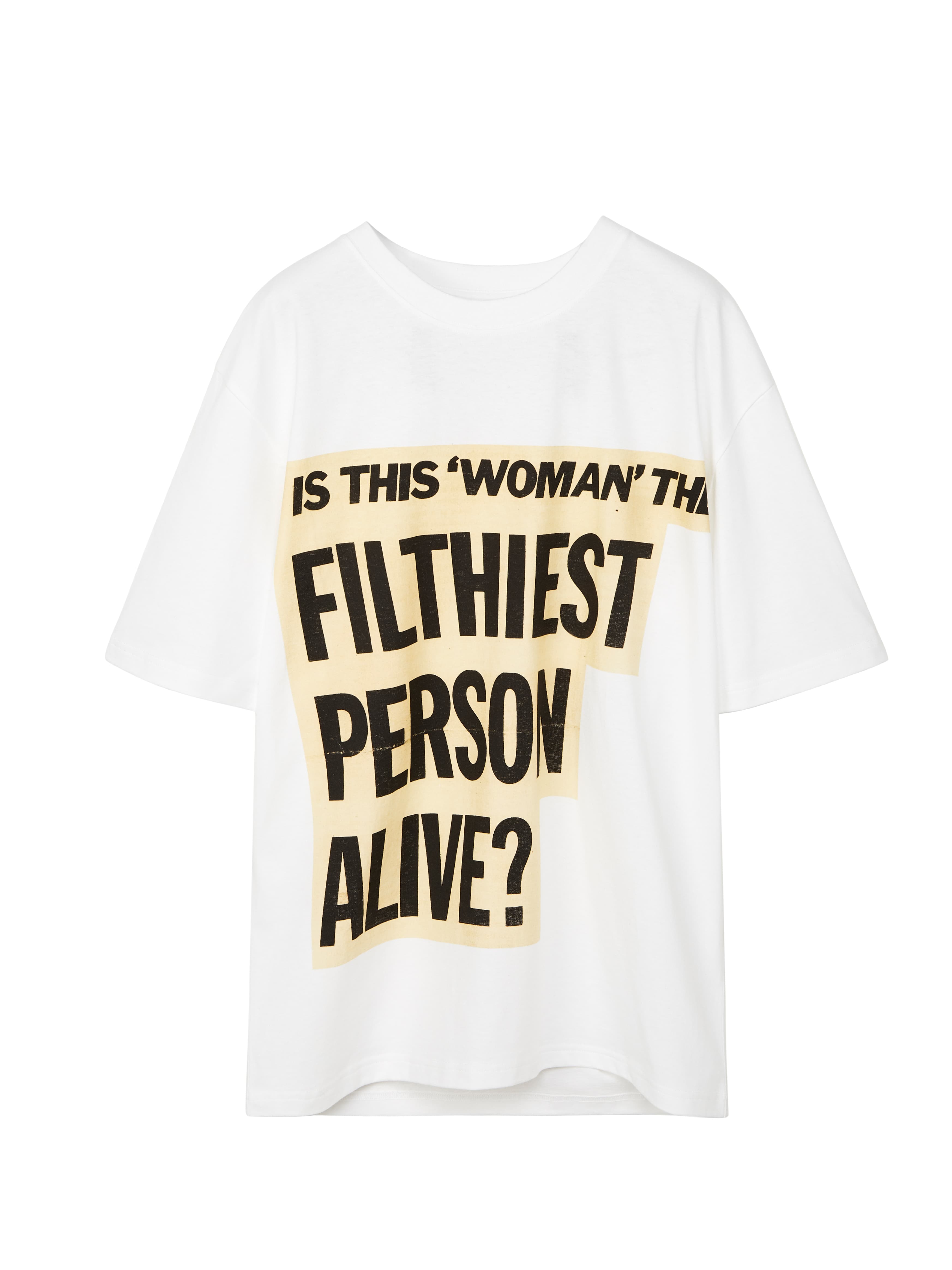 白色Divine Filthiest Person T恤,約NT$6,377元。(LOEWE提供)