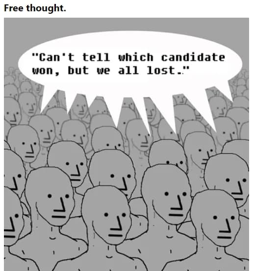 「分不出來誰贏了辯論,但我們(人民)全輸了。」(翻攝自9GAG)