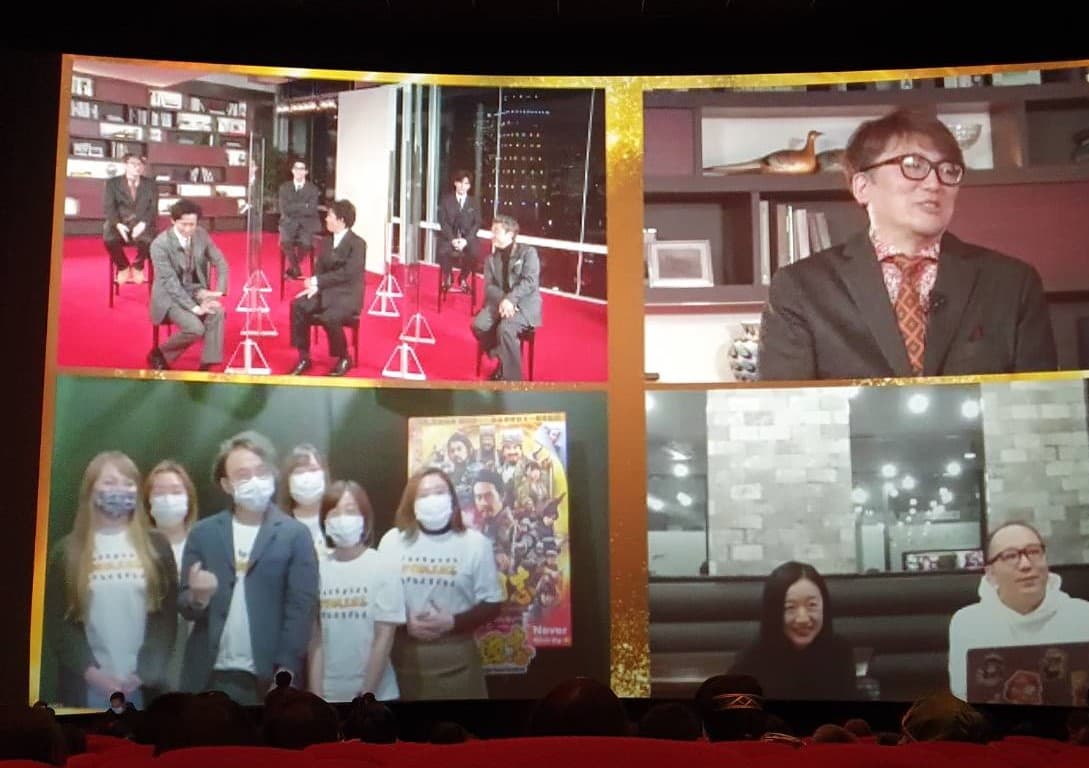 《新解釋.三國志》昨與韓國、香港、台灣三地連線,尚未上映的韓國與香港派出片商與演員導演互動。(王怡文攝)