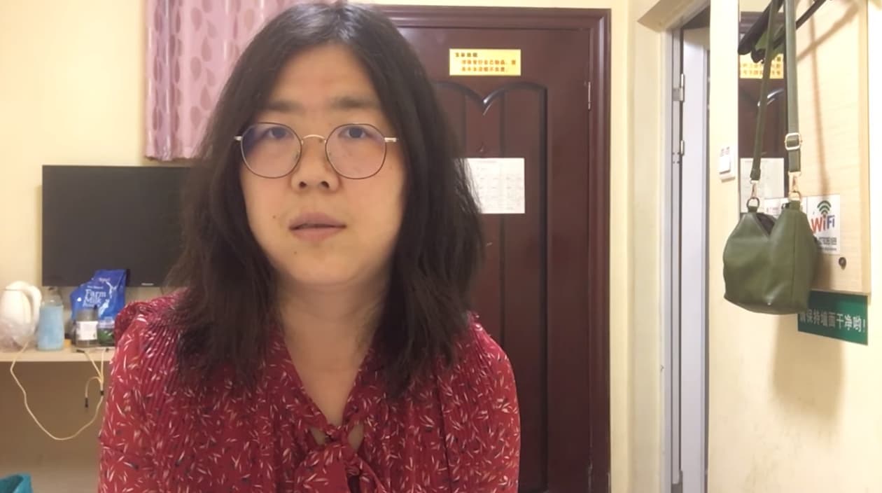 中國記者張展親赴武漢報導第一手的疫情消息,遭當局指控尋釁滋事判刑4年。(翻攝自張展YouTube頻道)