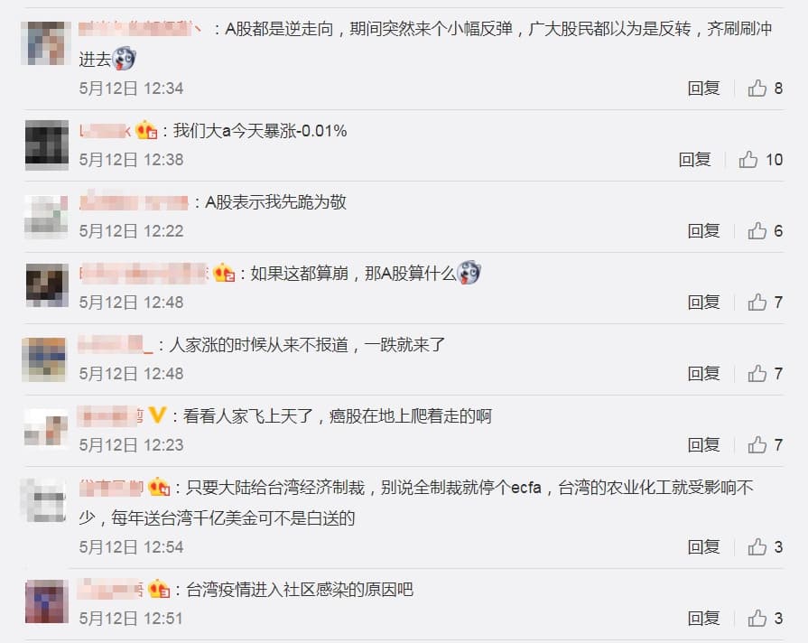 中國網友嘲諷:「如果這都算崩,那A股算什麼?」(翻攝微博)