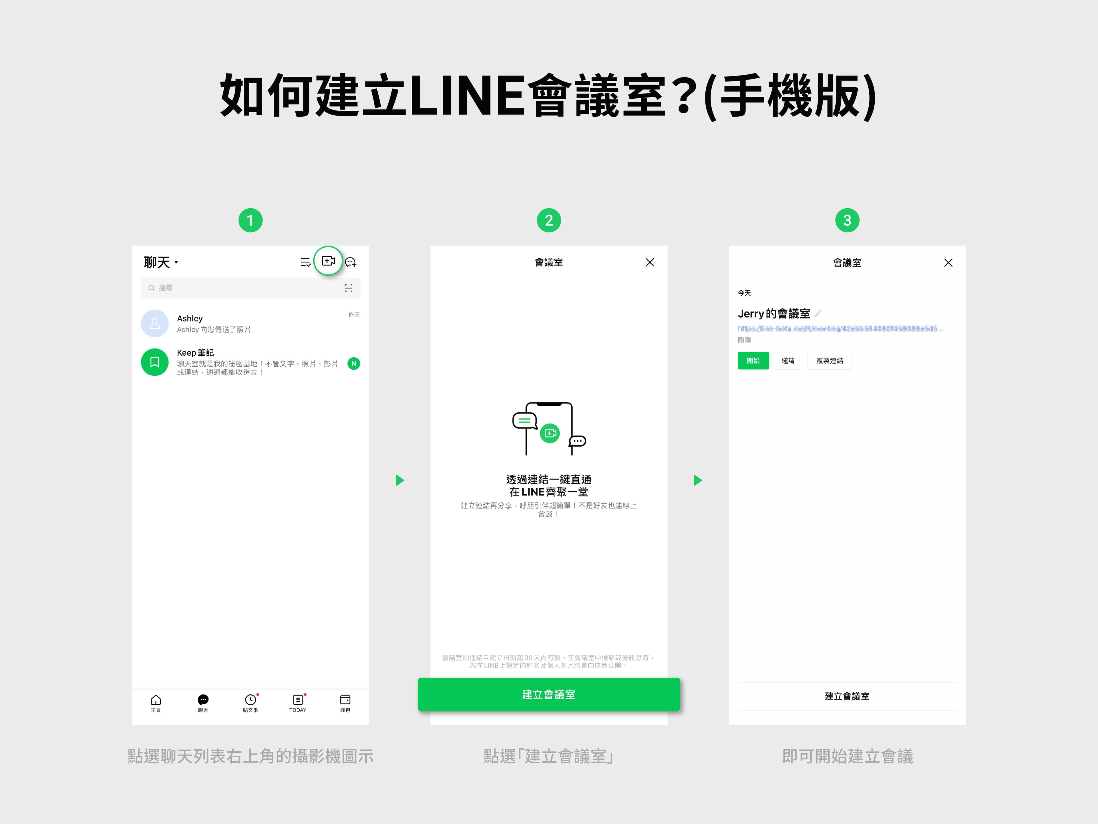 點選新增的攝影機小圖示,就可得到會議連結。(LINE提供)