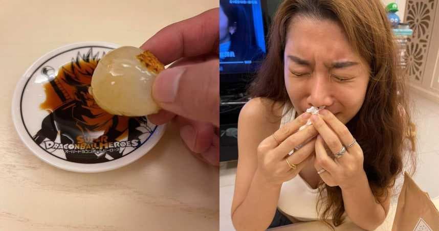 納豆把荔枝沾醬油,女友依依吃了表情痛苦。(翻攝自納豆臉書)