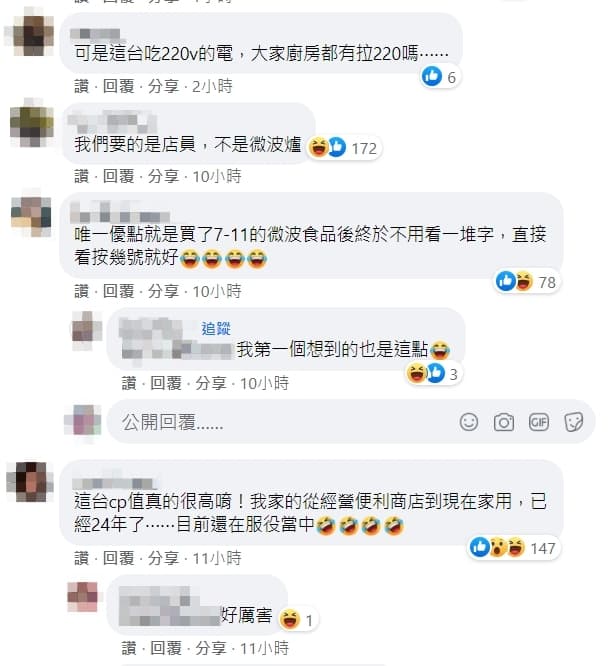 許多網友對於擁有「超耐摔7-11同款微波爐」十分有興趣,但也有人提醒實際使用上可能會有電壓問題。(翻攝自「Costco好市多商品經驗老實說」臉書)