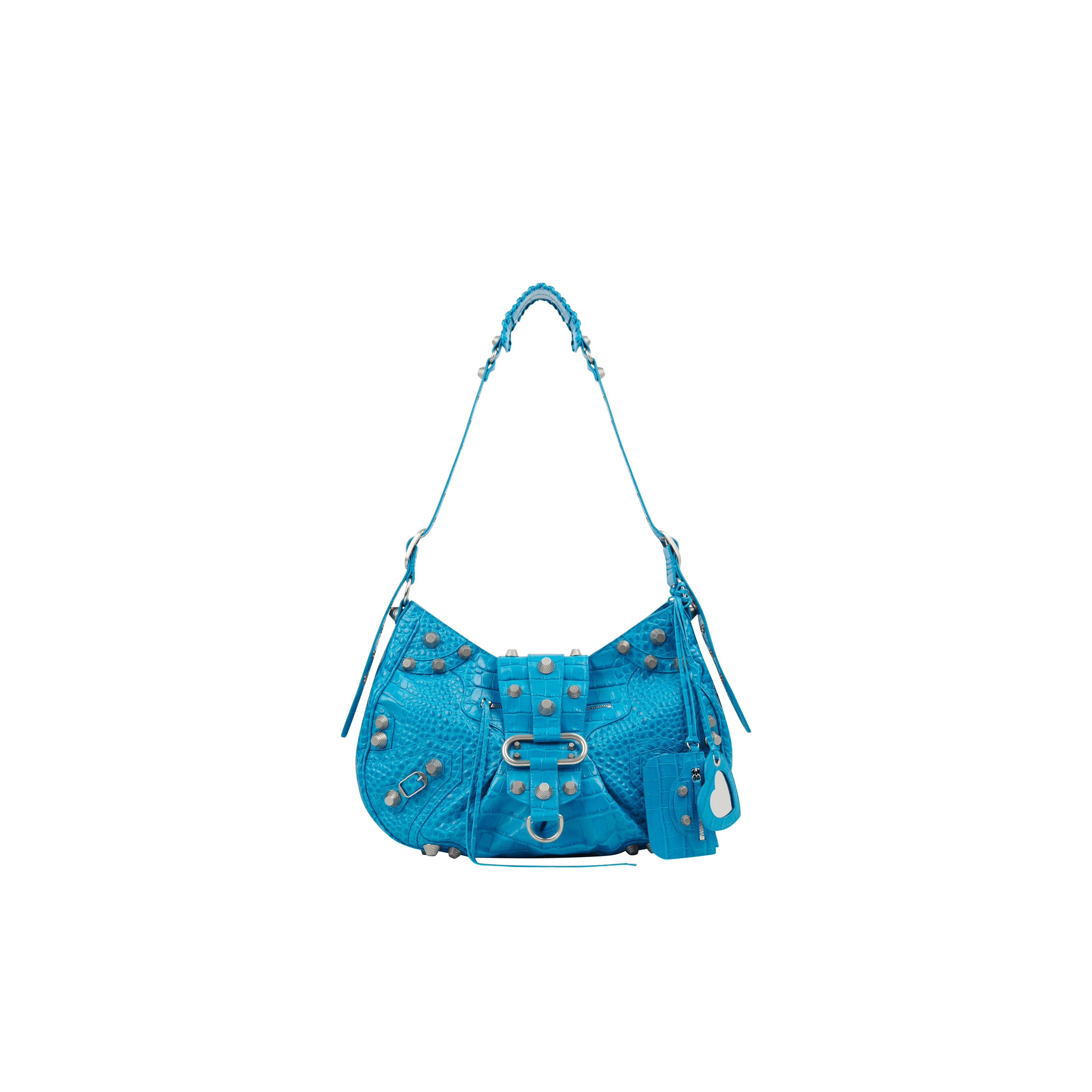 Le Cagole Large Shoulder Bag 土耳其藍肩下包 價格店洽 BLENCIAGA。(BLENCIAGA提供)