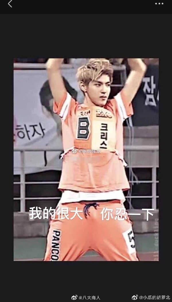 吳亦凡昔日在韓國參加偶像運動會的照片被各種p圖。(網路圖片)