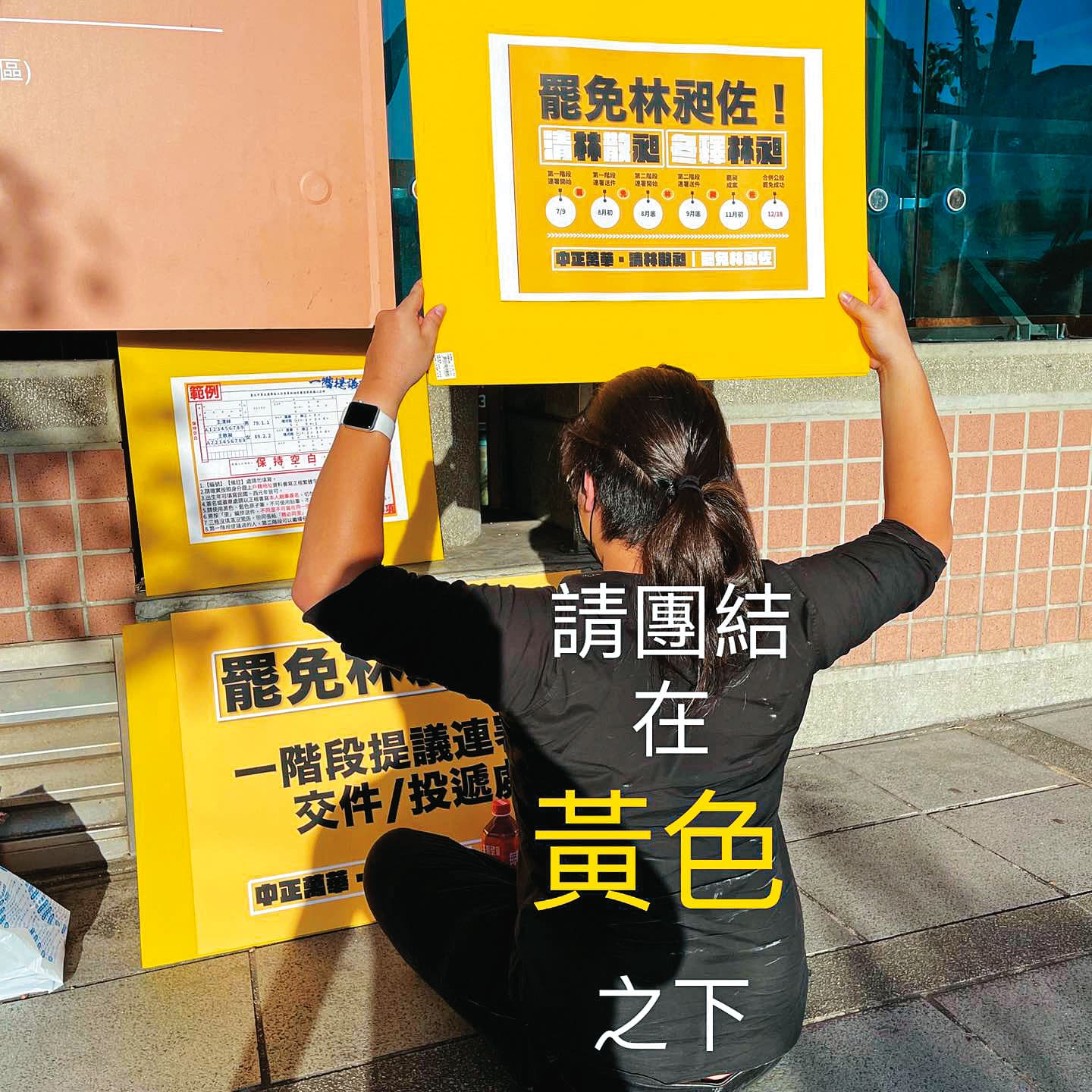 童仲彥18日在臉書上以「團結在黃色之下」,諷刺林昶佐背刺時代力量。(翻攝童仲彥臉書)
