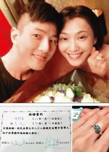 侯怡君(右)曾和卜元(左)有過婚約,男方曾怒指蕭大陸介入「處理」,為此侯怡君還出面道歉。(翻攝自卜元臉書)