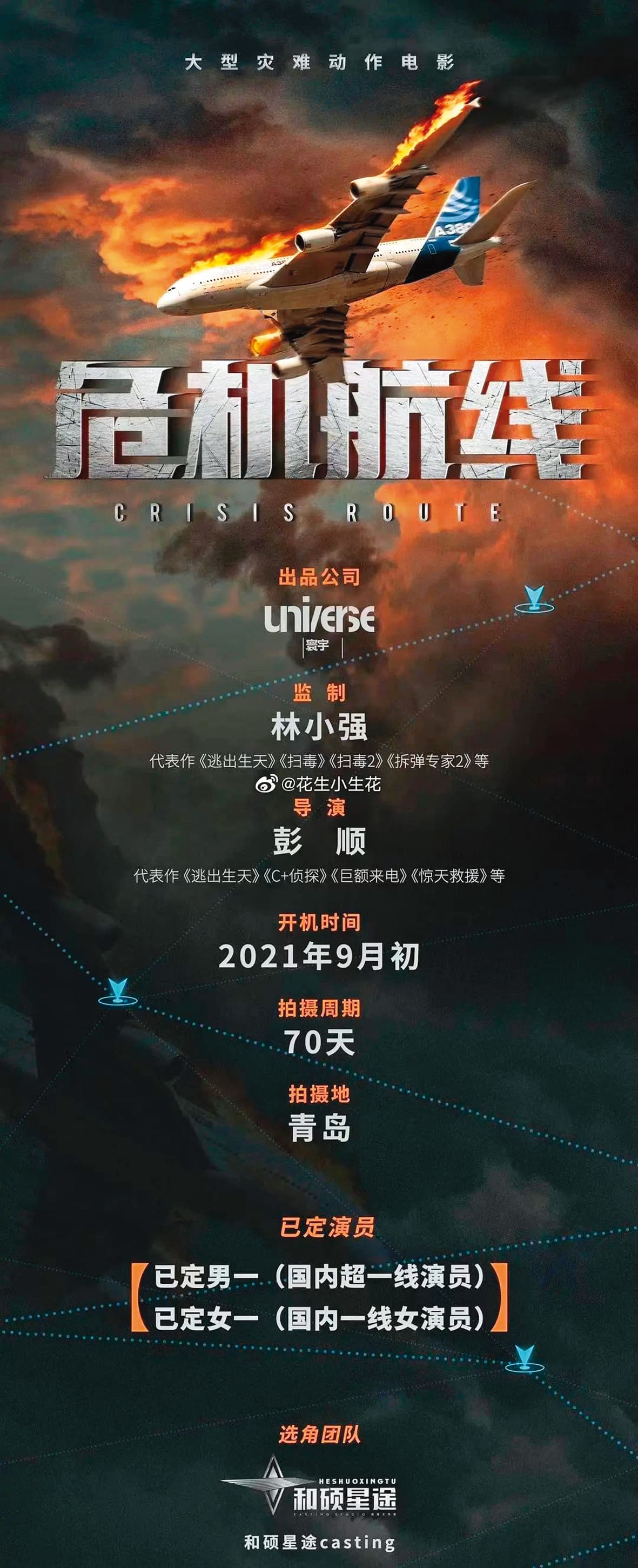 《危機航線》由彭順執導,據悉男女主角是劉德華與張子楓。