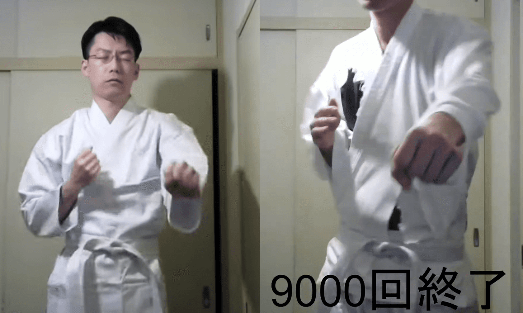 《獵人》鐵粉樽江持續直播每天打一千次感謝的正拳,除了道服練到破爛,網友驚嘆拳法真的進步超多,人也變得精瘦。(圖片翻攝Youtube頻道「樽江突撃」)