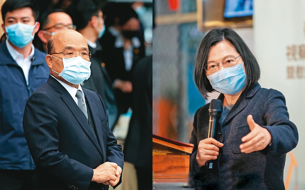 歷經陳柏惟罷免案,總統蔡英文(右)、行政院長蘇貞昌(左)對年底公投案都有不能輸的壓力,黨政高層已有共識將正面對決藍營。