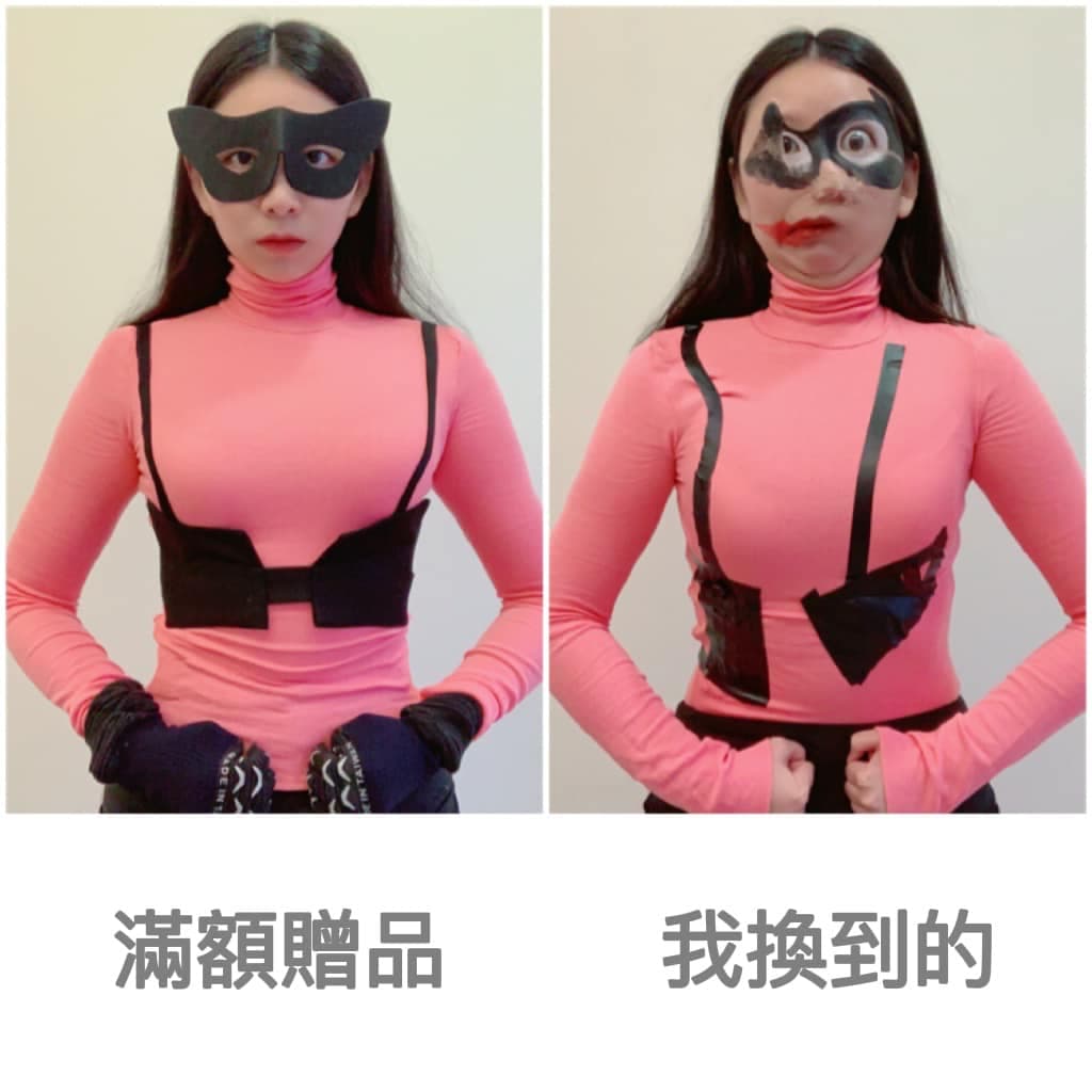 正妹「30才jk濃濃」完美詮釋全聯漫威英雄公仔的兩種版本。(翻攝自30才jk濃濃臉書)