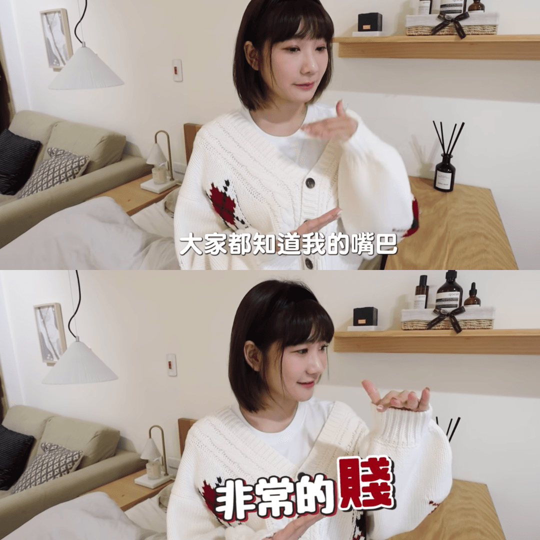 愛莉莎莎轉攻導購,她自嘲「嘴巴非常地賤」,因此組團購很有說服力。(翻攝自愛莉莎莎YT)