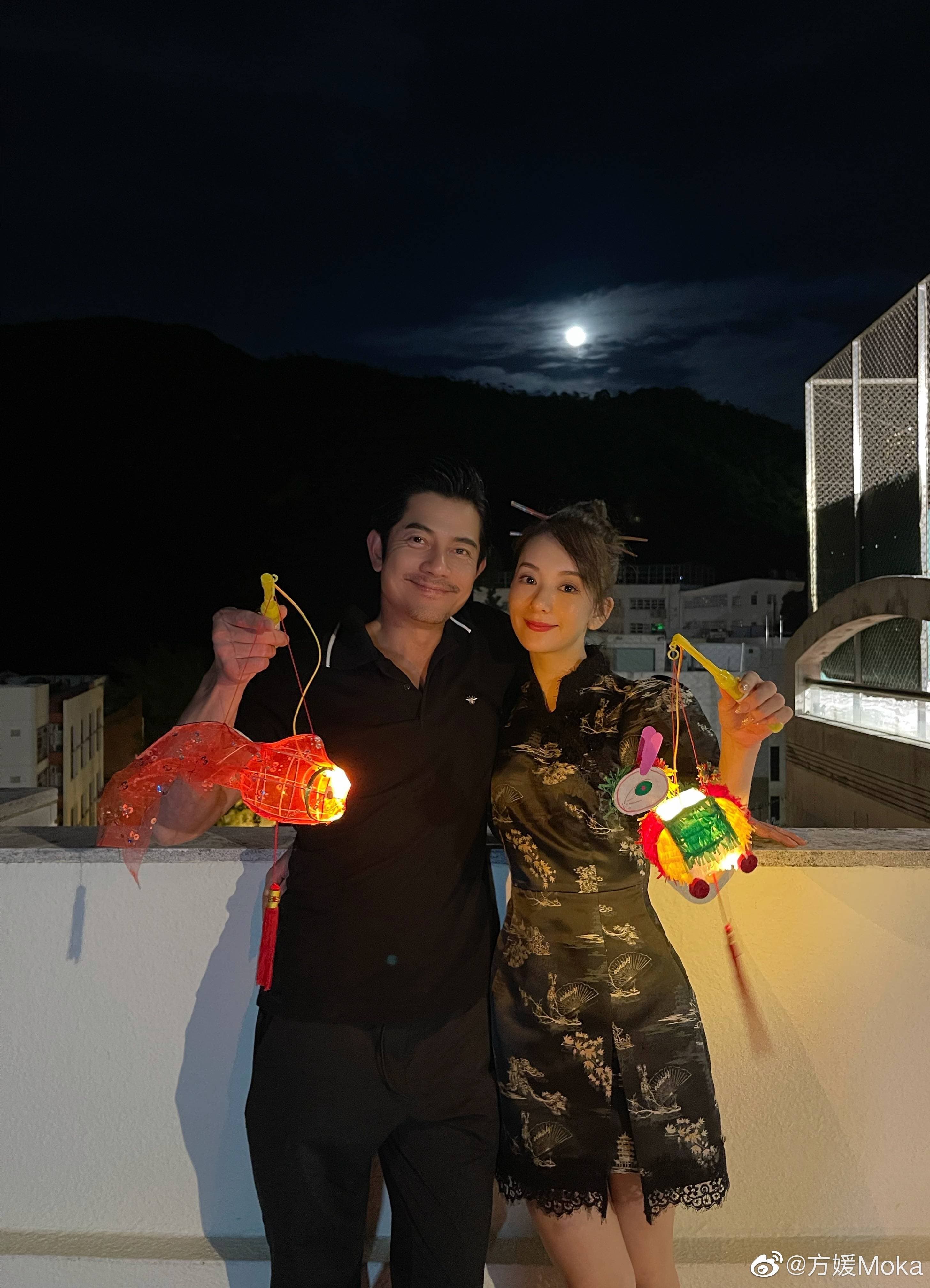 郭富城(左)或方媛(右)的微博不時會有小倆口發糖的閃照,羨煞單身族。(翻攝自方媛微博)