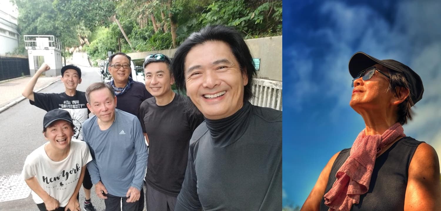 近年鮑起靜加入周潤發率領的跑步團,在教練周潤發的訓練指導下,鮑起靜竟散發出運動員的味道。(鮑起靜臉書)