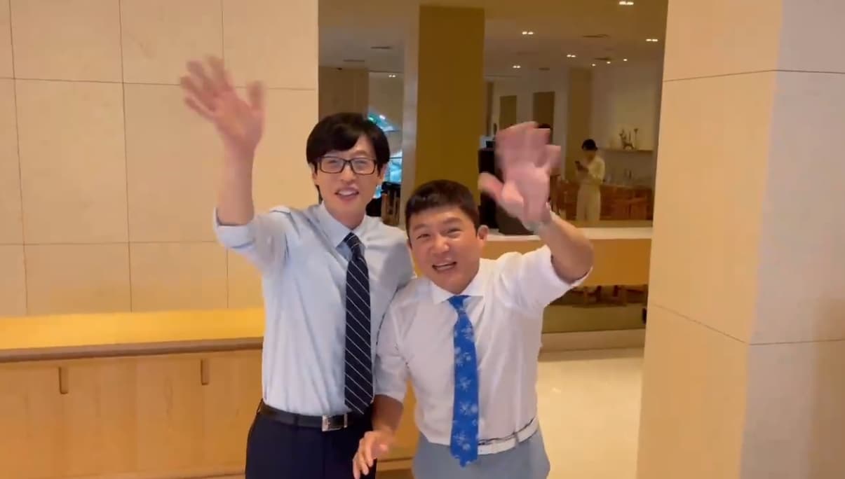 劉在錫和曹世鎬最後用中文說再見。(翻攝自小S 徐熙娣臉書)
