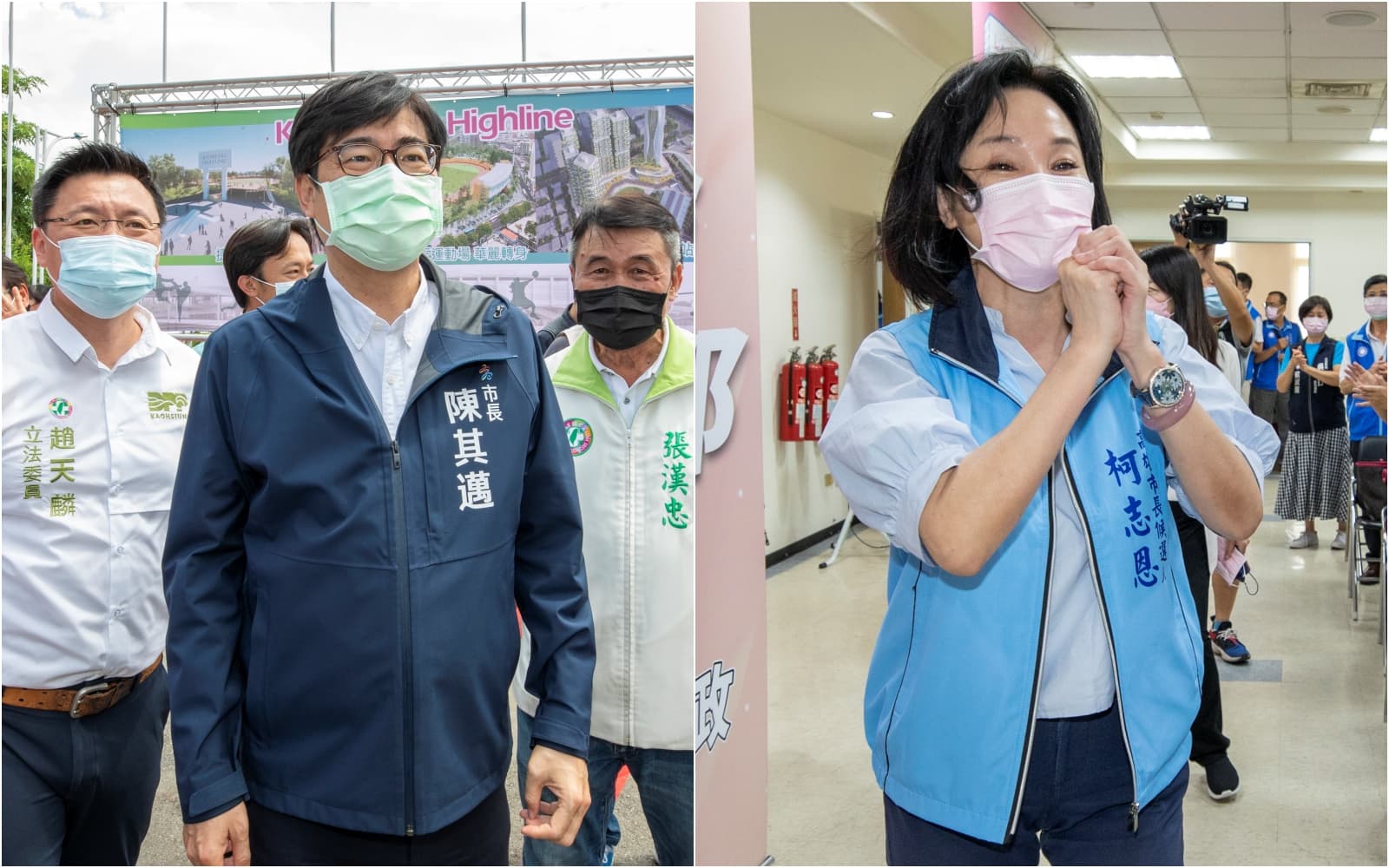 陳其邁(左)2年前補選上任,如今再戰連任,對上國民黨智庫執行長柯志恩(右)。(本刊資料照)