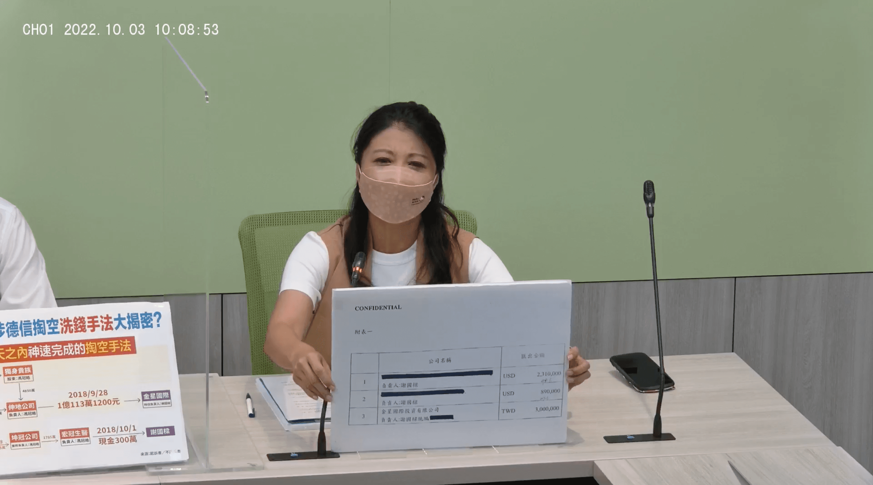 過去謝國樑自行公布的借貸資料,將自己借出款項的公司名稱「貼海苔片」塗黑。(翻攝自蔡適應臉書)